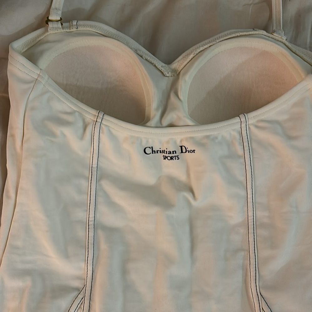 Christian Dior Off White Halter One Piece Swimsuit